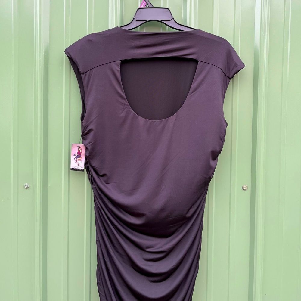 Women's Plus Black Sleeveless Open Back Midi Dress, Below Knee Length, Size XXL - Picture 9 of 11